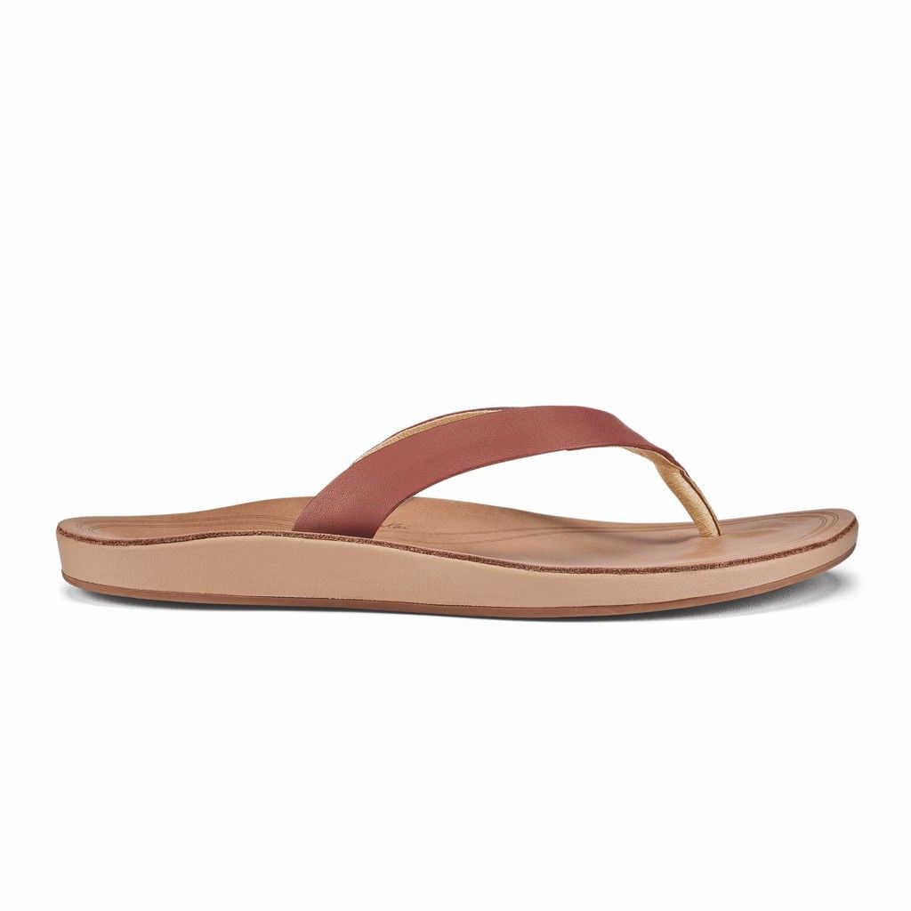 Olukai Women's Nonohe Flip Flop - Cedarwood / Golden Sand US751-860